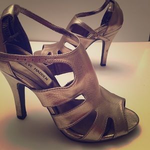 Steve Madden silver heels with slits on sides